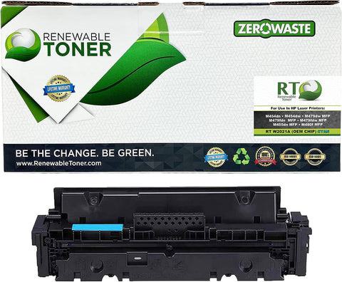 Renewable Toner Compatible Toner Cartridge Replacement for HP 414A W2021A Laser Printers M454 M479 MFP (Cyan with OEM CHIP)