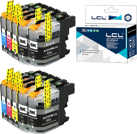 LCL Compatible Ink Cartridge Replacement for Brother LC107 LC105 XXL LC107BK LC105C LC105M LC105Y 1200 Pages Super High Yield MFC-J4710DW J4610DW J4510DW J4410DW J4310DW (10-Pack 4Bk 2C 2M 2Y)