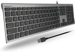 Macally Ultra-Slim USB Wired Computer Keyboard - Works Great as Both a Windows or Wired Mac Keyboard - Compatible Full Size Apple Keyboard with Numeric Keypad for Mac Mini, iMac, MacBook - Space Gray