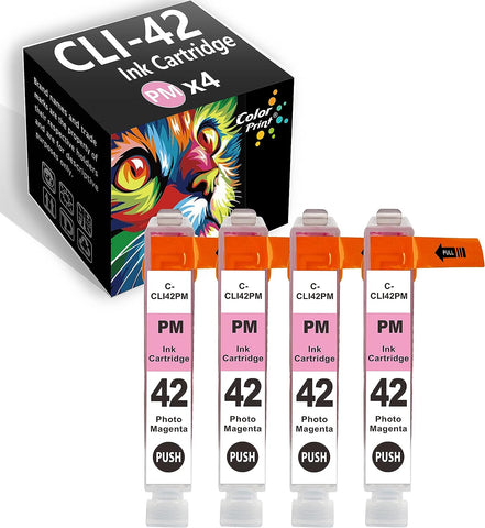 ColorPrint Compatible CLI42 Ink Cartridges Replacement for Canon CLI-42 CLI 42 PM CLI42PM CLI-42PM Work with Pixma Pro-100S Pro-100 Pro100 Pro100S Pro 100s 100 Printer (4-Pack, Photo Magenta)