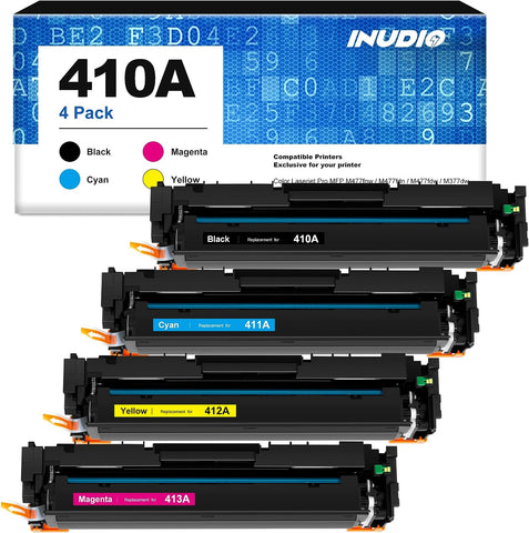 410A Toner Cartridge Replacement for HP 410A 410X CF410A CF410X CF411A CF412A Compatible with Color Pro MFP M477fnw M477fdw M477fdn M452dn M452nw Printer(4 Pack, Black, Cyan, Magenta, Yellow)