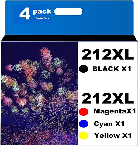 212XL for Epson 212 Ink Cartridges T212XL 212 XL for Epson XP-4100 Epson XP-4105 Epson WF-2830 WF-2850 Printer 4pack(Black Cyan Magenta Yellow)