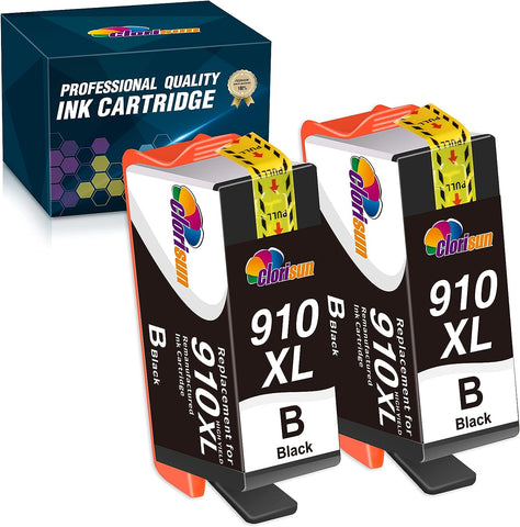 Clorisun 910 910XL Upgraded Ink Cartridge Compatible for HP 910 910XL with Newest Chip OfficeJet Pro 8025 8020 8035 8028 8022 8010 8015 8018 Printer (2Black)