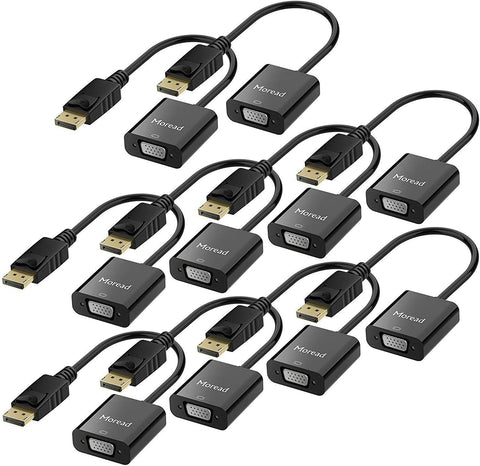 Moread DisplayPort (DP) to VGA Adapter, 10 Pack, Gold-Plated Display Port to VGA Adapter (Male to Female) Compatible with Computer, Desktop, Laptop, PC, Monitor, Projector, HDTV - Black