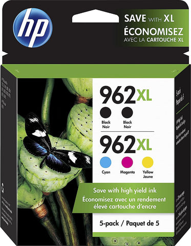 HP 962Xl / 962Xl (6Za57an) Ink Cartridges (Cyan Magenta Yellow Black) 5-Pack in Retail Packaging