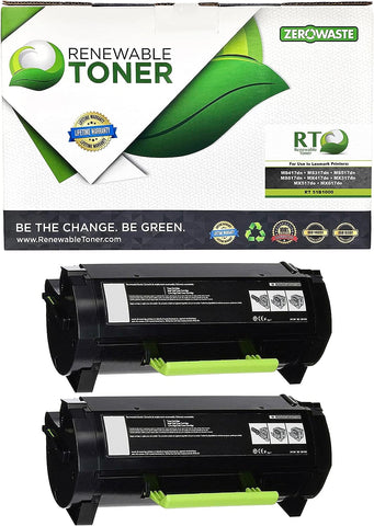 Renewable Toner Compatible Toner Cartridge Replacement for Lexmark 51B1000 MS MX Series MS317 MS417 MS517 MS617 (Pack of 2)