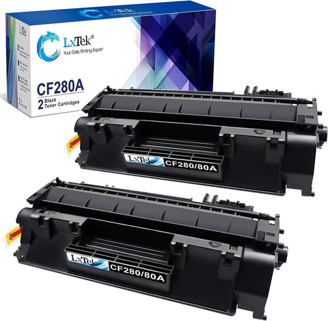 LxTek Compatible Toner Cartridge Replacement for HP 80A CF280A 80X CF280X 05A CE505A Compatible with Laserjet Pro 400 M401dne M401dn M401dw M401n, Pro 400 MFP M425dn M425dw (2 Black, High Yield)