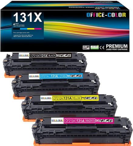 131X 131A Black,Cyan, Magenta, Yellow High-Yield Toner Cartridges (4 Pack) Replacement for HP Laserjet Pro 200 Color M251nw MFP M276nw M251n M276n Printer Ink