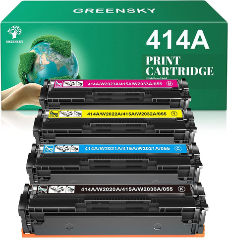 GREENSKY Compatible Toner Cartridge Replacement for HP 414X W2020A W2021A W2022A W2023A for Color Laserjet Pro MFP M479fdw M479fdn M454dw M454dn M479 Printer Ink(Black Cyan Yellow Magenta)