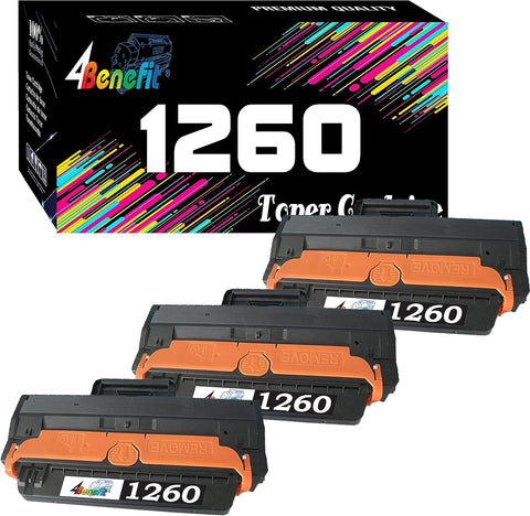 (Set of 3) 4Benefit Compatible Replacement 1260 B1260 B1260dn Toner Cartridge B1260 1260dn 3xToner for Used in Dell B1260dn B1260 B1265dn B1265dnf B1265dfw Laser Printer