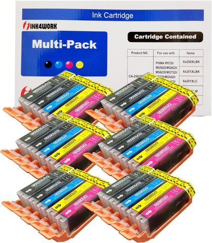 INK4WORK Compatible Ink Cartridge Replacement for Canon PGI-250XL PGI250XL CLI-251XL CLI251 XL Pixma IP7220, MG5420, MG6320, MX722, MX922 (30-Pack)