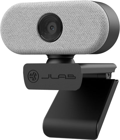 JLab Go Cam USB HD Webcam | White | 1080P/30 FPS, 2.1 Megapixels | Minimalist Portable Set-up | Omni-Directional Microphone | Compatible with PC, Mac and Chromebook