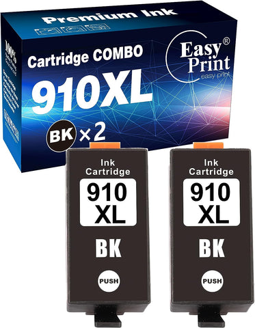 EASYPRINT (2X Black Pack) Compatible 910xl Ink Cartridge Replacement for HP 910xl Used for OfficeJet 8010/8012/8013/8014/8015/8017/8018 eSeries; Pro 8020/8022/8023/8024/8025/8026/8028/8035 eSeries