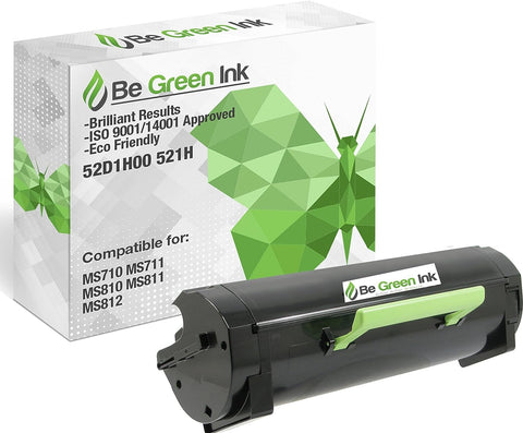 Be Green Ink 52D1H00 521H Lexmark Replacement MS810 MS810n MS710 Compatible Toner Cartridge for Lexmark MS810n MS710 MS711 MS810 MS810n MS810dn MS811 MS811dn MS812 (1-Pack Black 25,000 Yield)