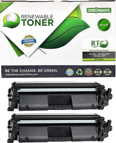 Renewable Toner Compatible MICR Toner Cartridge Replacement for HP CF294A 94A Laser Printers M118 M148 (Pack of 2)