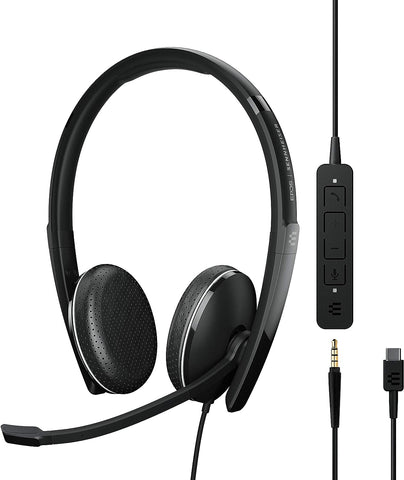 EPOS | Sennheiser Adapt 165 USB-C II (1000920) - Wired, Double-Sided Headset - 3.5mm Jack and USB-C Connectivity - UC Optimized - Superior Stereo Sound - Enhanced Comfort - Call Control - Black