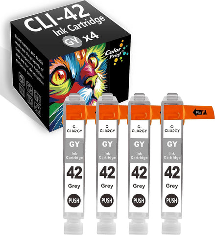 4-Pack ColorPrint Compatible CLI42 Ink Cartridges Replacement for CLI-42 CLI 42 CLI42GY CLI-42GY Work with PIXMA Pro-100S Pro-100 Pro100 Pro100S Laser Printer (Gary)