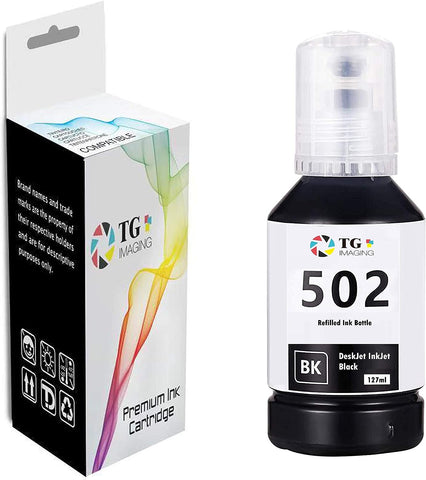 TG Imaging (1xBlack) Compatible Ink Bottle T502 (1 Pack Black) 502 Refilled Used for Epson ET-2700 ET-2750 ET-4750 ET-3700 Printer