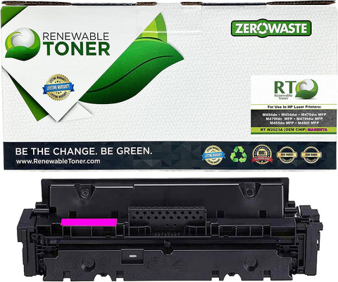 Renewable Toner Compatible Toner Cartridge Replacement for HP 414A W2023A Laser Printers M454 M479 MFP (Magenta with OEM CHIP)