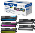 TN-336 Toner Cartridge High Capacity (5-Pack, 2BK/1C/1M/1Y) Replacement for Brother HL-L9200CDW/CDWT DCP-L8400CDN L8450CDW 9050CDN MFC-L8650CDW L8850CDW L9550CDW Printer