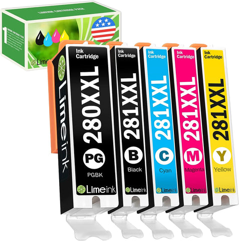 Limeink Compatible Ink Cartridge Replacement for Canon Ink 280 and 281 Cartridges 280XXL 281XXL for Canon 281 Ink Cartridges for Canon 280 281 Ink Cartridges for TR8520 TR8620 TS6120 TS9120 TR7520