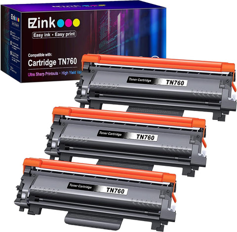 E-Z Ink (TM Compatible Toner Cartridge Replacement for Brother TN760 TN 760 TN730 Compatible with DCP-L2550DW HL-L2350DW HLL2395DW HLL2390DW HL-L2370DW MFC-L2710DW MFC-L2750DW MFC-L2730DW (3 Black)