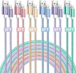 iPhone Charger Cable,Apple MFi Certified 6Pack 3/3/6/6/6/10ft iPhone Lightning Cable USB A Cable Nylon Braided Compatible with iPhone14 Pro/14/13Pro/13/12/11 Pro Max/Mini/XR/XS/X/8/7/6-More Colors