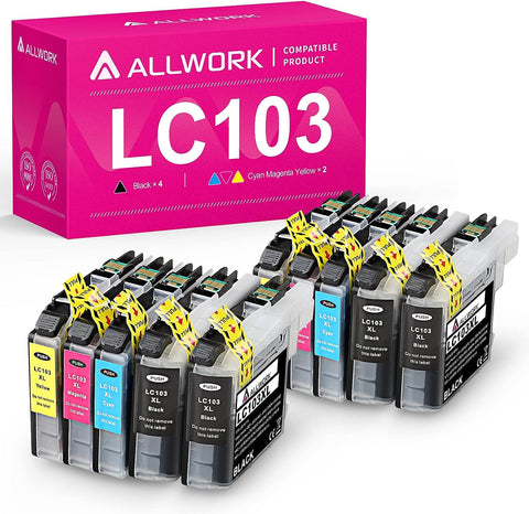 ALLWORK Compatible LC103XL LC101XL Ink Cartridge Replacement for Brother LC103 LC101 for Brother MFC J285DW J450DW J470DW J870DW J875DW J4510DW J4610DW J4710DW J6520DW J6720DW J6920DW (10 Color Packs)