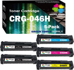 (5 Pack, Color Set) Green Toner Supply Compatible 046 046H Toner Cartridge GRG-046 Super High Yield (2xB+CYM) Replacement for Color imageCLASS MF733Cdw MF731Cdw MF735Cdw MF733cdw LBP654Cdw Printer