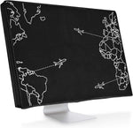 kwmobile Computer Monitor Cover Compatible with 27-28" Monitor - Travel & Explore White/Black