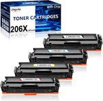 Jagute 206X Toner Cartridges (with Chip) Replacement for HP 206 X W2110X 206A Work with HP Color Laserjet Pro M255dw M255nw MFP M282nw M283fdn M283fdw Enterprise M554 Printers, 4 Pack