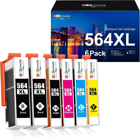 GPC Image Flex Compatible 564XL Ink Cartridge Replacement for HP 564XL 564 XL Compatible with DeskJet 3520 3522 Officejet 4620 Photosmart 5520 6510 6520 (Black Photo Black Cyan Magenta Yellow, 6 Pack)