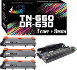 (Set of 4) 4Benefit (Toner/Drum) Compatible TN-660 TN660 DR630 Toner Cartridge and Drum Unit TN660/DR630 (3xToner + 1xDrum) for use in HL-L2300D HL-L2305W HL-L2320D MFC-L2720DW Laser Printer