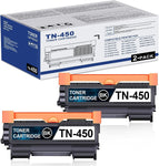 TN-450 (TN 450) Toner 2-Pack Black: Compatible Replacement for Brother TN450 TN-450 Black Toner Cartridge for IntelliFax-2840 2940, DCP-7065DN HL-2280DW HL-2230 HL2240 MFC-7460DN Printer, LVEL