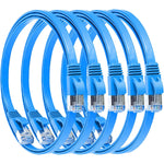 [Blue] 5-Pack Cat7 RJ45 Shielded Ethernet Cable,10Gbps Flat Internet Network LAN Cable,Faster Than CAT6a CAT6 CAT5e,10ft/3m