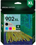 INKjetsclub HP 902XL Black & Color Compatible Inkjet Cartridges HP 902 XL OfficeJet Pro 6962 6954 6960 6968 6958 6970 6979 6950 6975 Printers. 4 Pack (Black, Cyan, Magenta, Yellow)