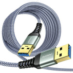 AINOPE [10FT+10FT] USB 3.0 Cable, USB to USB Cable, USB A Male to Male Cable [Never Rupture] Double End USB Cord Compatible with Hard Drive Enclosures, DVD Player, Laptop Cooler and More-Grey