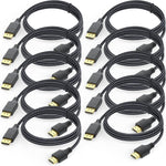 DteeDck DispalyPort to HDMI Cable 6 feet 10-Pack, DP Dispaly Port to HDMI Cable Adapter Braided Cord Male to Male for Monitor HDTV Display Projector Compatible with Lenovo HP ASUS Dell