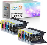 [ 10 Pack ] Smart Gadget Compatible Ink Cartridge Replacement Brother LC 75XL LC75XL LC75 [4B+2C+2Y+2M] | Use with MFC-J6510DW J6710DW J6910DW J435W J625DW J280W J5910DW J825DW Printers