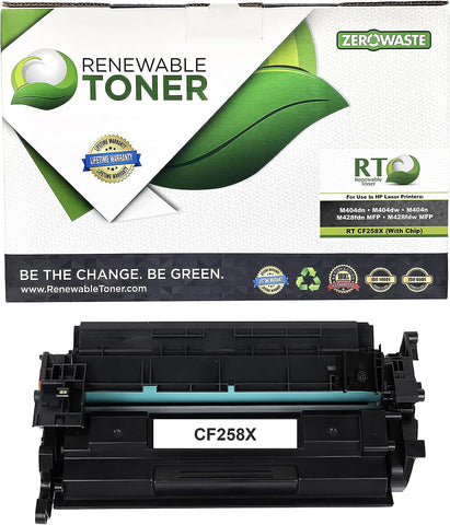 Renewable Toner Compatible Toner Cartridge Replacement for HP 58X CF258X Laser Printer M404dn M404dw M404n M428fdn MFP M428fdw MFP (with Chip)