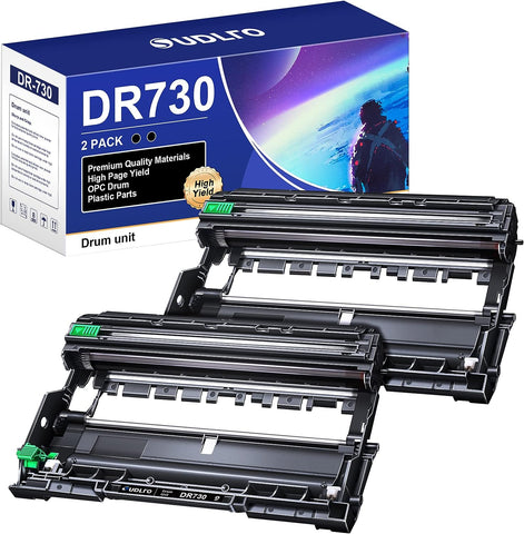 SUDLTO DR730 Drum Unit Brother DR730 Replacement for Brother Drum DR730 DR-730 to Compatible with MFC-L2750DW HL-L2370DW MFC-L2710DW HL-L2350DW DCP-L2550DW Printer (2 Black, Not Toner)