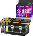 MM MUCH&MORE Ink Cartridge Replacement for Brother LC109 XXL LC109BK LC109XXL LC-109 LC105 LC105XXL LC-105 Work with MFC-J6520DW J6720DW J6920DW Printer (2 Black + Cyan + Magenta + Yellow)