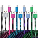 Teeind USB Type C Cable Fast Charging, Tpc001 5 Pack(6Ft 3A) Braided C Charger Cables Compatible with Samsung S10e/note 9/s10/s9/s8 Plus/A80/A50/A20