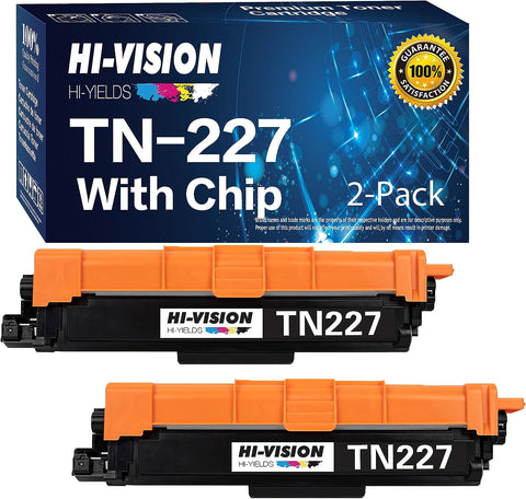 HI-VISION HI-YIELDS® Compatible (2X Black) TN-227 TN227 Toner Cartridge Replacement for HL-L3210CW HL-L3270CDW HL-L3290CDW MFC-L3710CW MFC-L3750CDW MFC-L3770CDW