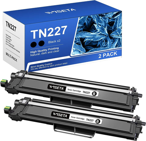 WISETA TN227 TN 227BK Compatible Toner Cartridge Replacement for Brother TN227 TN227BK TN-227 TN223BK TN223 Compatible with MFC-L3770CDW MFC-L3750CDW HL-L3290CDW HL-L3210CW HL-L3230CDW, 2 Black