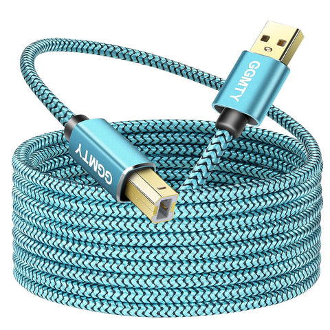 GGMTY Printer Cable 20ft,USB Printer Cable USB 2.0 Type A Male to B Male Scanner Cord High Speed Printer USB Cable Compatible with HP, Canon, Dell, Epson, Xerox Printer and More
