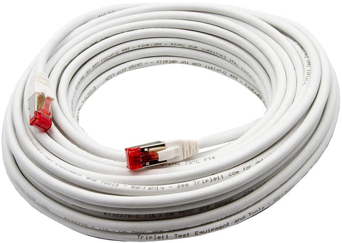 Triplett 50' White CAT6A 10GBPS Professional Grade SSTP 26AWG Patch Cable (CAT6A-50WH)