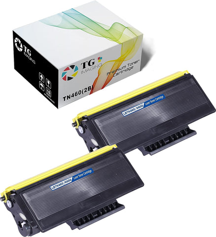 TG Imaging Compatible Replacement for Brother TN460 Toner Cartridge 2-Pack (460, 2xBlack) for DCP-1200 DCP-1400 MFC-8300 MFC-8500 HL-1250 HL-1270N HL1430 HL-1435 HL-1440 Printer