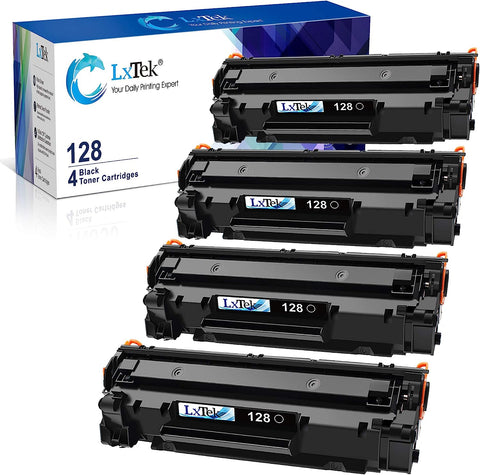 LxTek Compatible Toner Cartridge Replacement for Canon 128 CRG128 ImageCLASS D530 D550 MF4570dw MF4770n FaxPhone L190 L100 Printer Tray,4-Pack(Black)