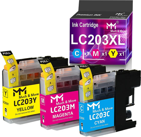 MM MUCH & MORE Compatible Ink Cartridge Replacement for Brother LC203-XL LC203XL LC203 XL to use with MFC-J480DW MFC-J880DW MFC-J4420DW MFC-J680DW MFC-J885DW Printer (Cyan, Magenta, Yellow, 3 Pack)